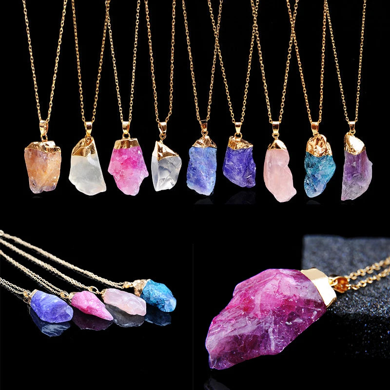 SoulStone™ Golden Aura Raw Quartz Crystal Necklace