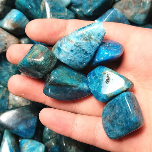 Blue Apatite Polished Rolling Stone – main product image