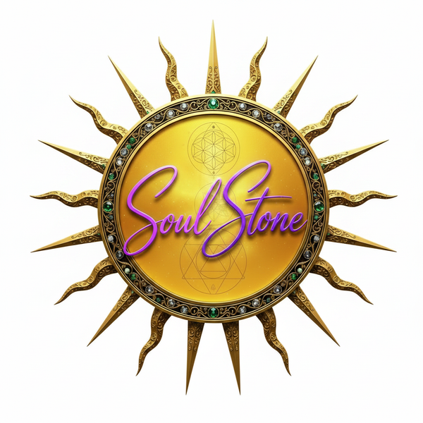 SoulStone Logo - Lila text, vit bakgrund