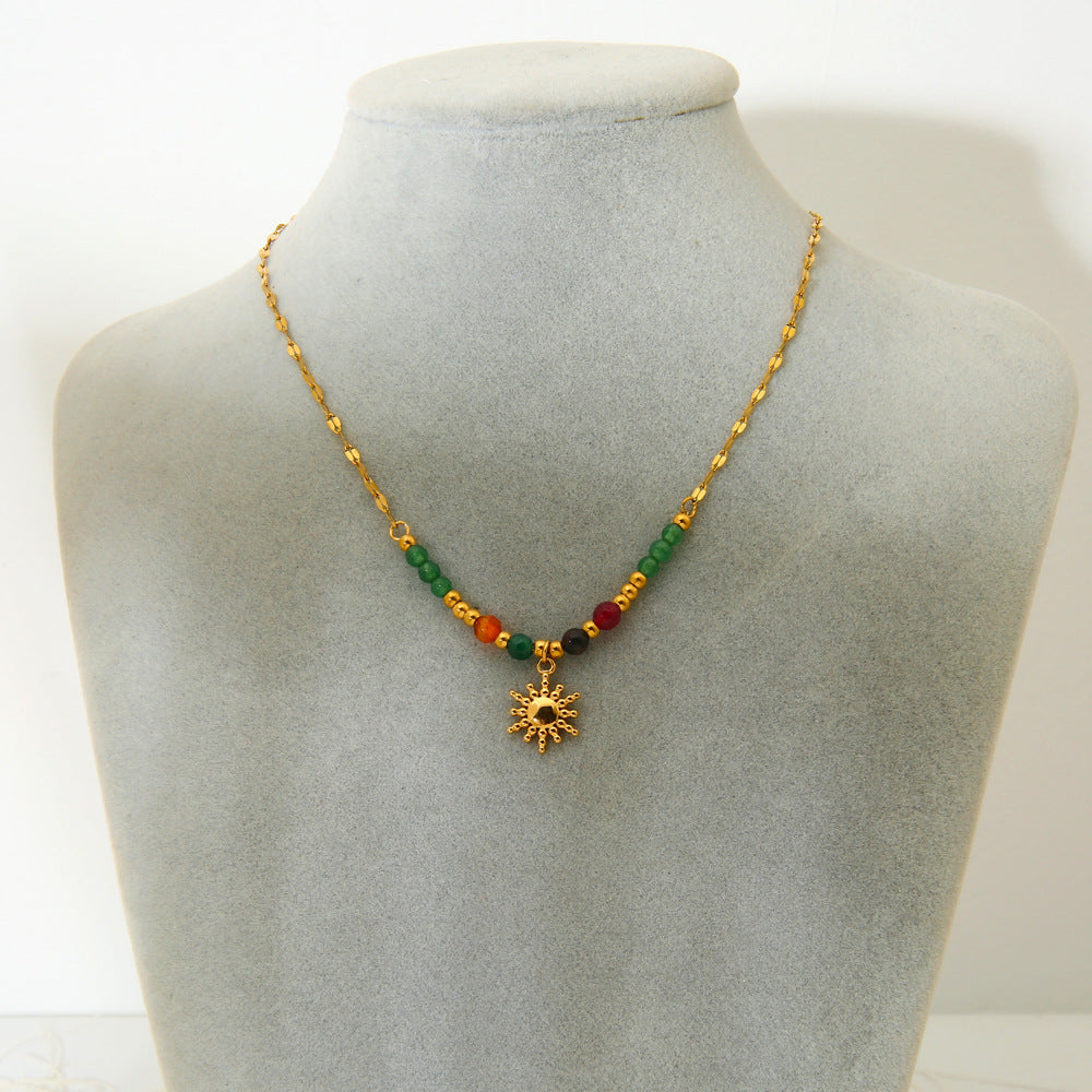 Natural Stone Sun Pendant Necklace – product image 3