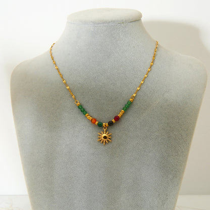 Natural Stone Sun Pendant Necklace – product image 3