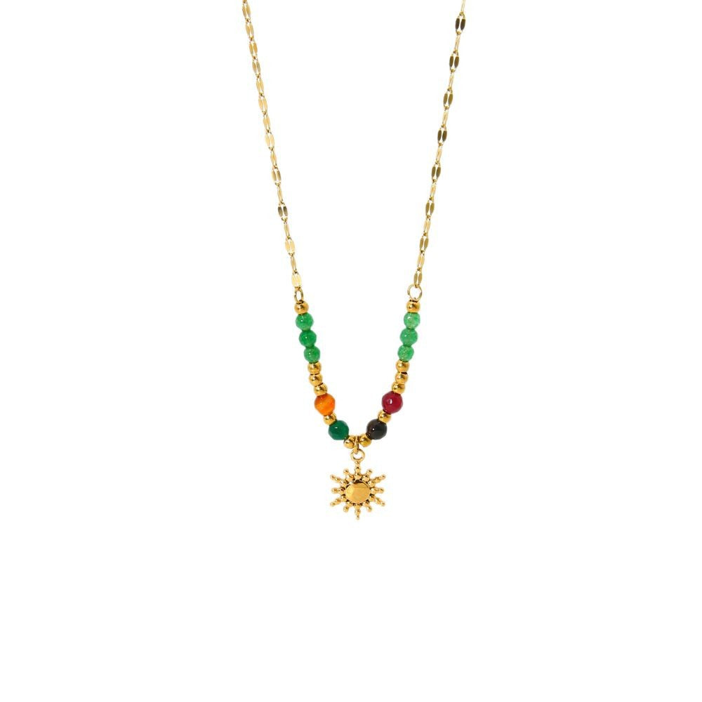 Natural Stone Sun Pendant Necklace – product image 5