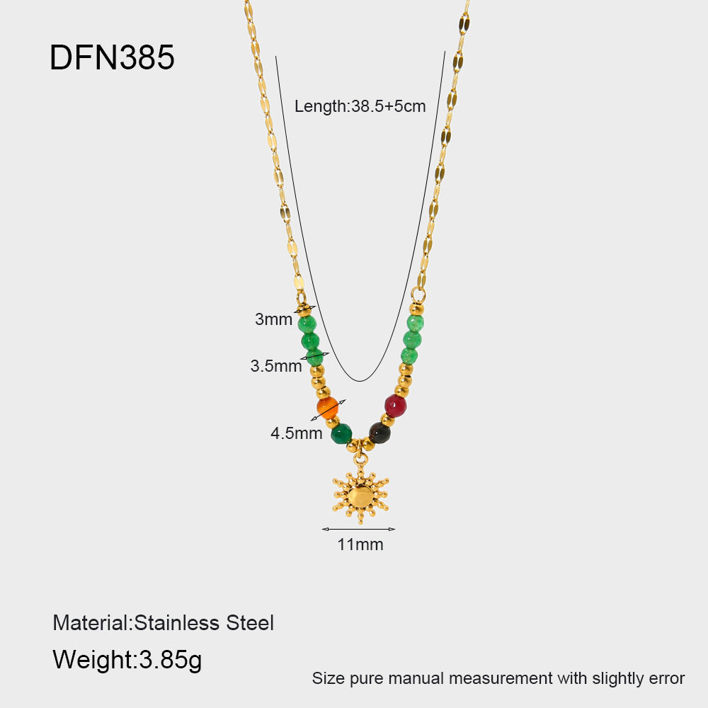 Natural Stone Sun Pendant Necklace – product image 6
