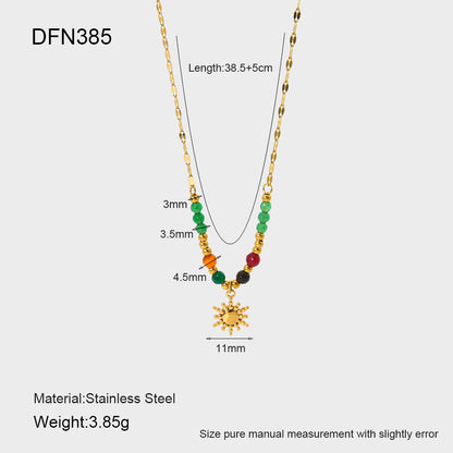 Natural Stone Sun Pendant Necklace – product image 6