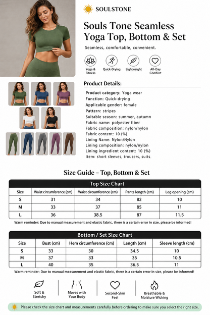 Souls Tone Seamless Yoga Top, Bottom & Set – product image 27