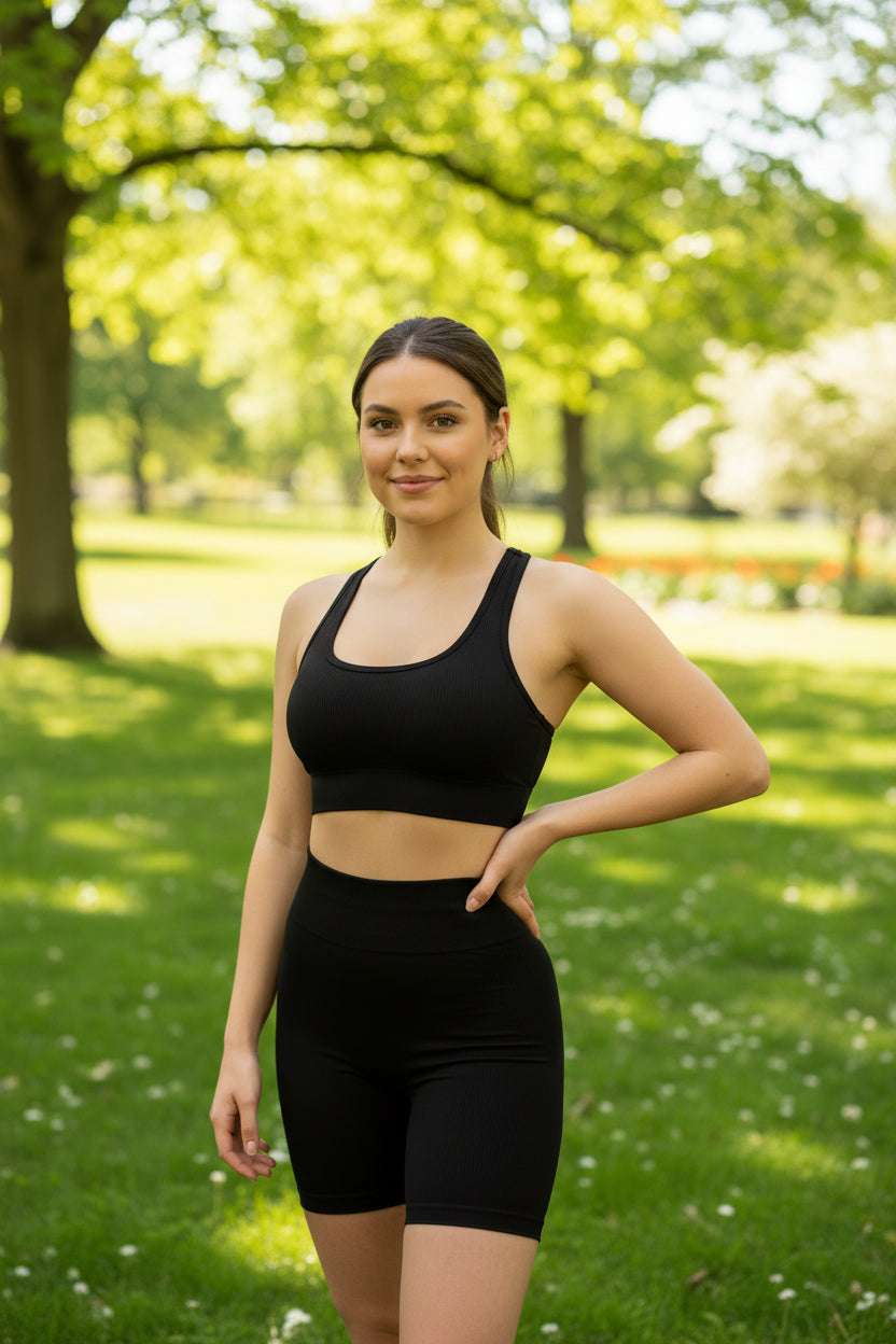 Soulstone sömlöst yogaset med sport-bh och shorts – produktbild 3